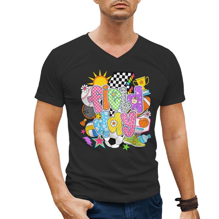Field Day Fun Day Let The Games Begin Field Trip Teacher Kid Men's V-Neck T-Shirt