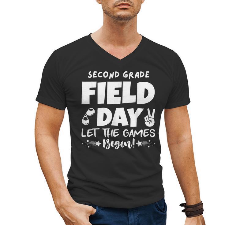 Field Day Second 2nd Grade Orange 2025 Boy Girl Teacher Men's V-Neck T-Shirt