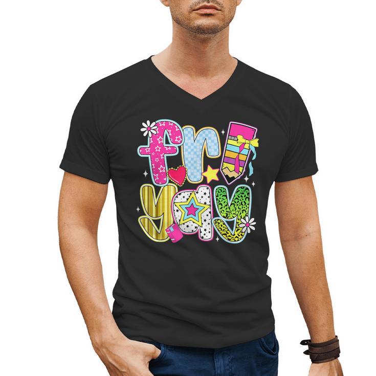 Fri-Yay Happy Friday Weekend Teacher Back To School Men's V-Neck T-Shirt, trending gift Fri-Yay Happy Friday Weekend Teacher Back To School Men's V-Neck T-Shirt, trending gift