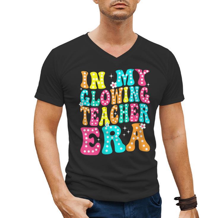 In My Glowing Teacher Era Groovy Colorful Bright Men's V-Neck T-Shirt
