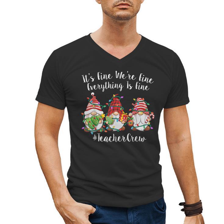 Gnome It's Fine I'm Fine Everything Is Fine Teacher Xmas Men's V-Neck T-Shirt