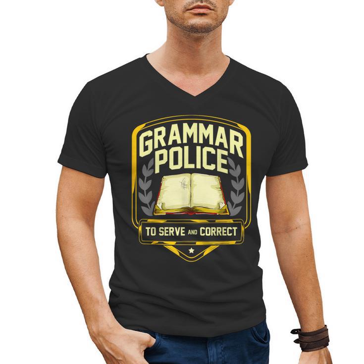 Grammar Police To Serve And Correct English Teacher Men's V-Neck T-Shirt