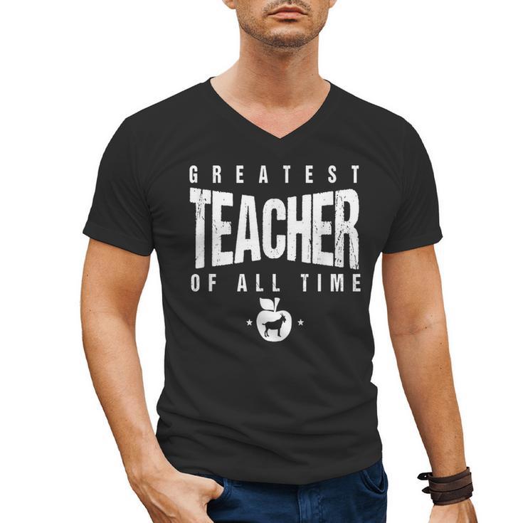 Greatest Teacher Of All Time Teachers Day 1 Teacher Goat Men's V-Neck T-Shirt