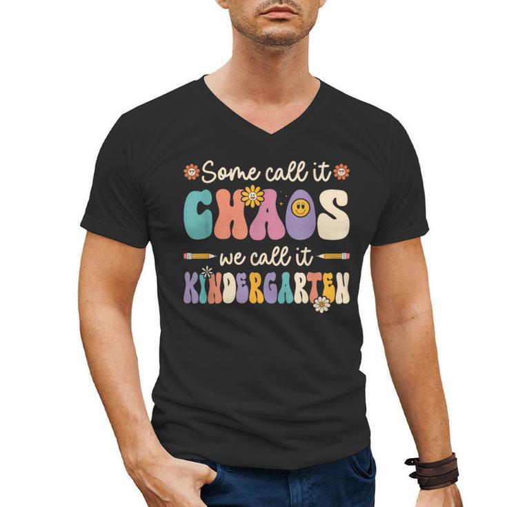 Groovy Some Call It Chaos We Call It Kindergarten Teacher Men's V-Neck T-Shirt, Groovy Teacher Gifts, trending gift Groovy Some Call It Chaos We Call It Kindergarten Teacher Men's V-Neck T-Shirt, Groovy Teacher Gifts, trending gift