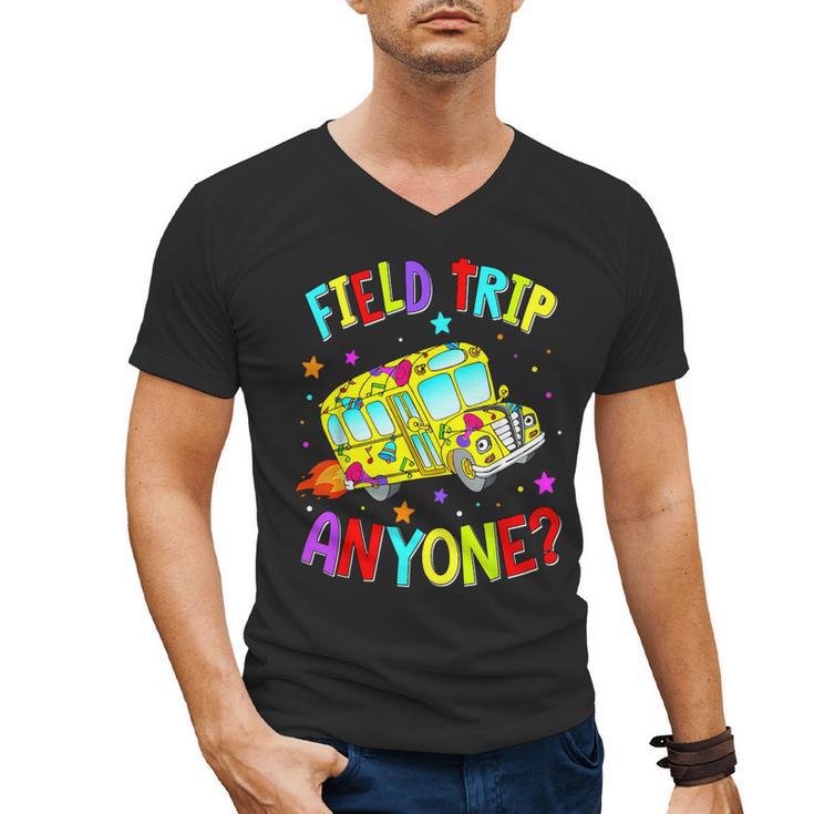 Groovy Field Trip Anyone Happy Field Day For Teachers Kids Men's V-Neck T-Shirt