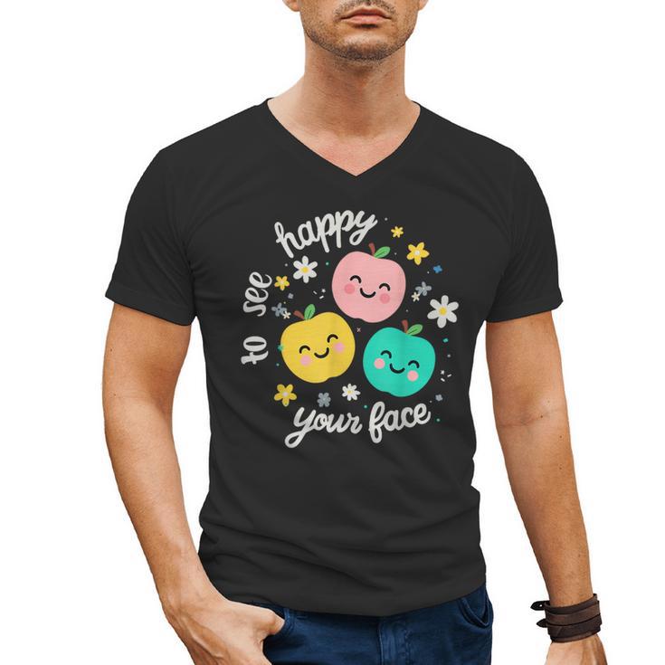 Groovy Happy To See Your Face Teacher School Appreciation Men's V-Neck T-Shirt