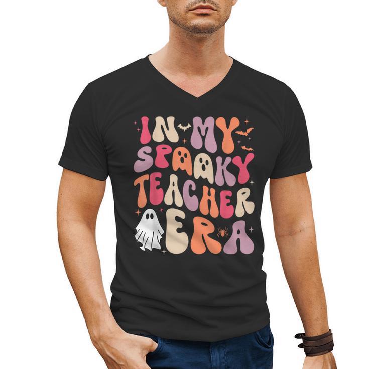 Groovy In My Spooky Teacher Era Halloween Party Boo Men's V-Neck T-Shirt