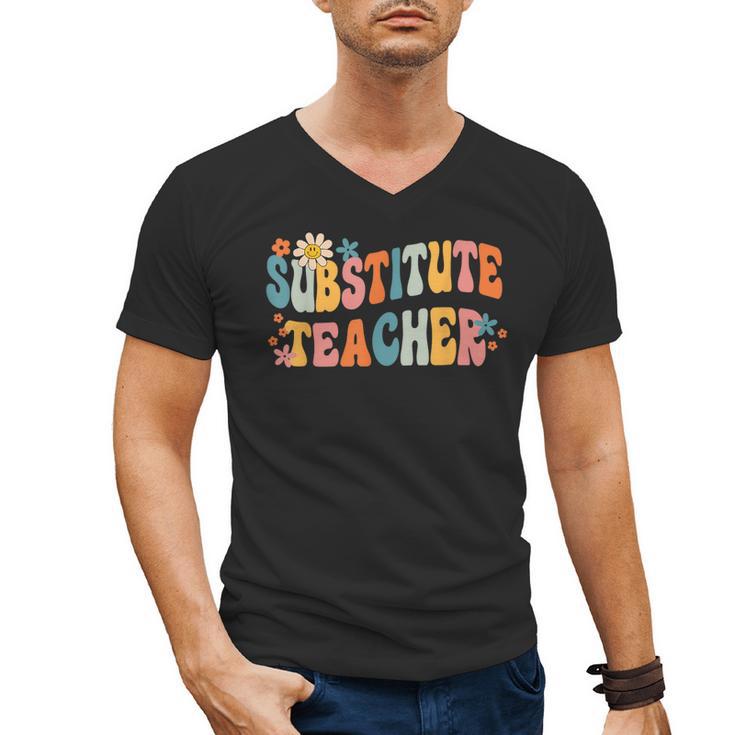 Groovy Substitute Teacher Retro Teacher Back To School Men's V-Neck T-Shirt