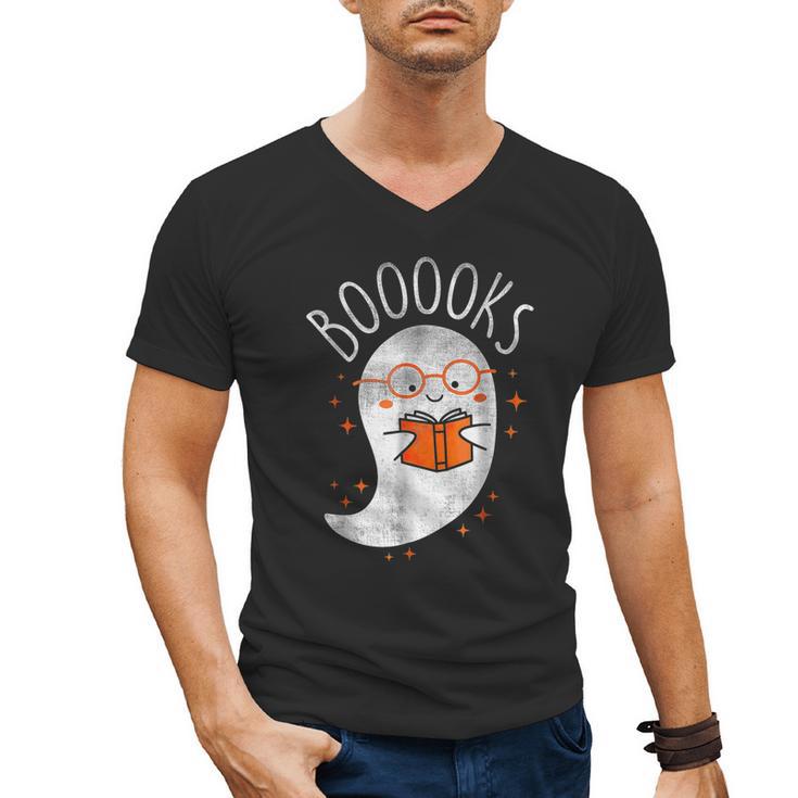 Halloween Cute Ghost Book Reading Teacher Men's V-Neck T-Shirt