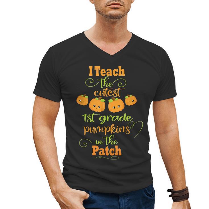 Halloween Cutest Pumpkins First Grade Teacher Men's V-Neck T-Shirt