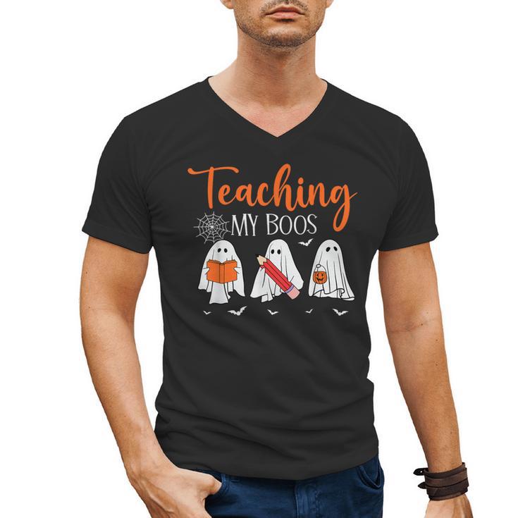 Halloween Ghost Teachers Teaching My Boos Costume Women Men Men's V-Neck T-Shirt