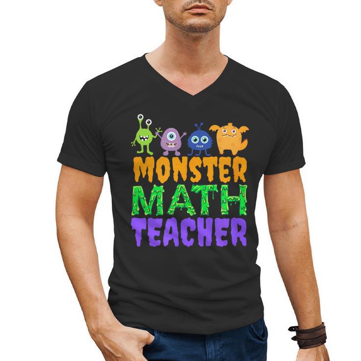 Halloween Monster Math Teacher Men Women Men's V-Neck T-Shirt