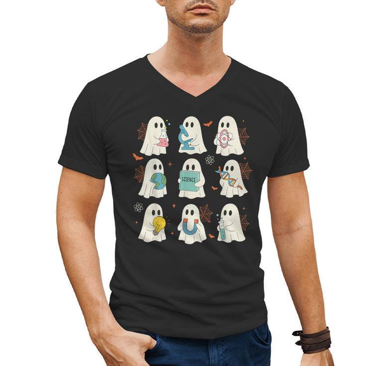 Halloween Science Teacher Student Ghost Laboratory Men Women Men's V-Neck T-Shirt