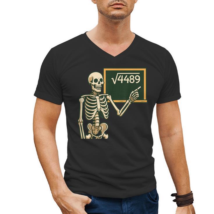 Halloween Skeleton 67 Meme Square Root 4489 Math Teacher Men's V-Neck T-Shirt