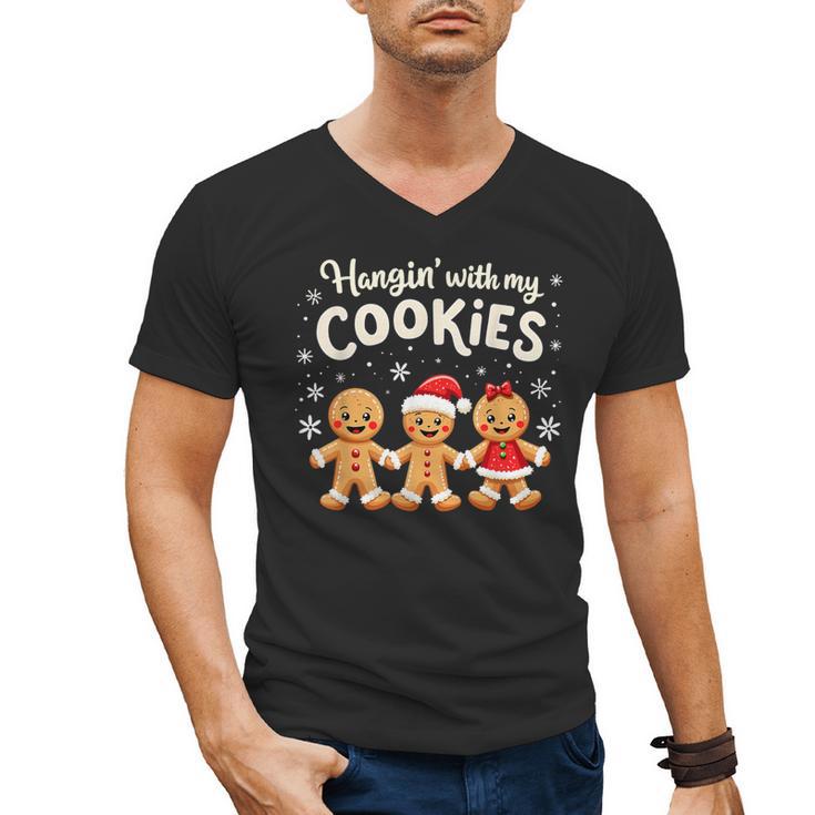 Hangin With My Cookies Gingerbread Christmas Teacher Men's V-Neck T-Shirt