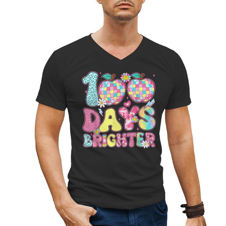 Happy 100th Day Of School 100 Days Brighter Teachers Kids Men's V-Neck T-Shirt
