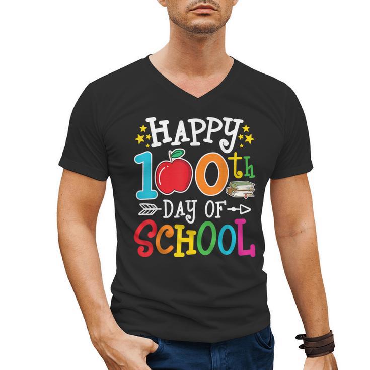 Happy 100th Day Of School Teachers 100 Days Of School Kids Men's V-Neck T-Shirt