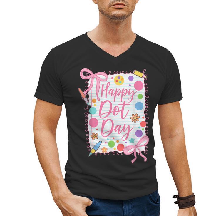 Happy Dot Day Bow Coquette For Teacher Girls Men's V-Neck T-Shirt