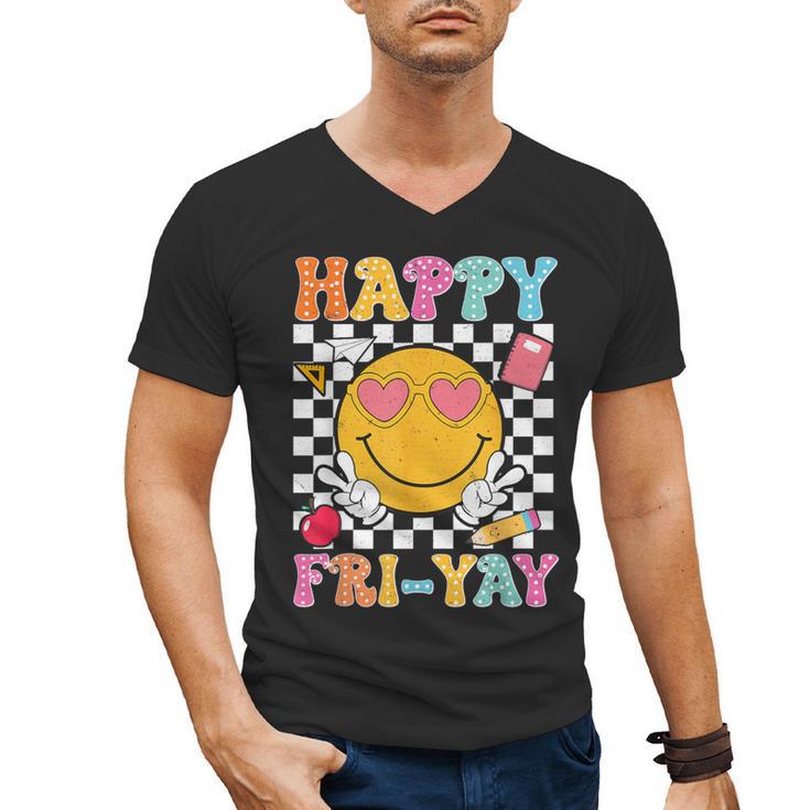 Happy Fri-Yay Groovy Teacher Friday Weekend Fri Yay Men's V-Neck T-Shirt