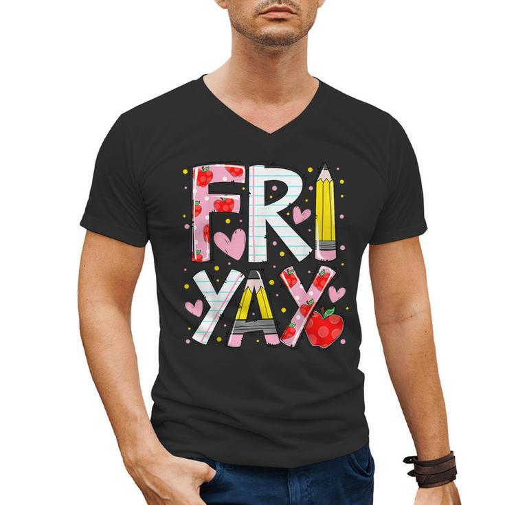 Happy Fri-Yay Teacher Back To School Friday Lovers Men's V-Neck T-Shirt