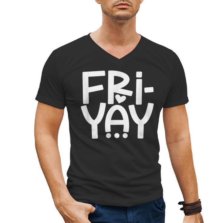Happy Friyay Teacher Shirt Cute Teacher Fashion Fri-Yay Men's V-Neck T-Shirt