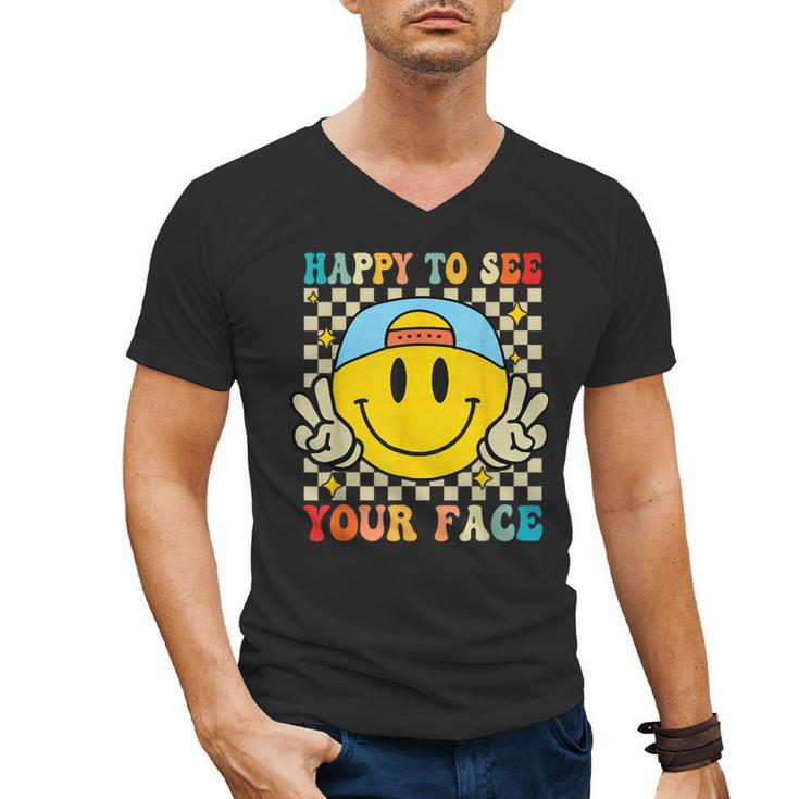 Happy To See Your Face Hippie Smile Back To School Teachers Men's V-Neck T-Shirt