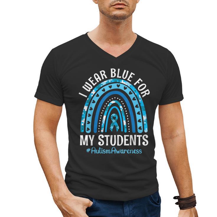 Happy Teacher I Wear Blue For My Students Autism Awareness Men's V-Neck T-Shirt