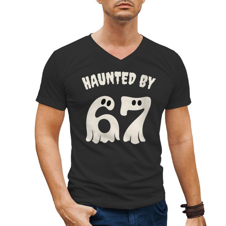 Haunted By 67 Teacher Halloween 6 7 Shirt Men's V-Neck T-Shirt