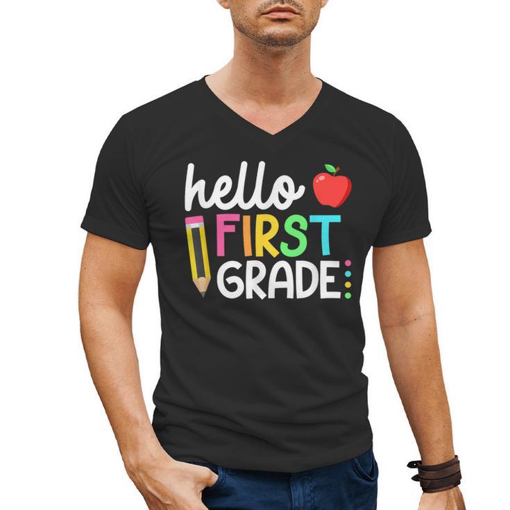 Hello First Grade Team 1st Grade Back To School Teacher Kids Men's V-Neck T-Shirt