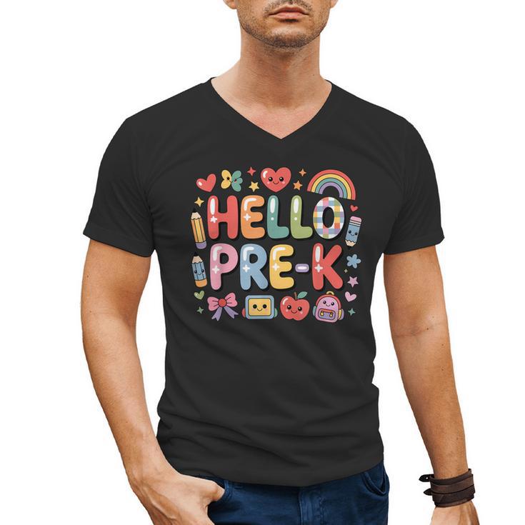 Hello Pre-K Back To School Teacher Student Fun Graphic Tee Men's V-Neck T-Shirt