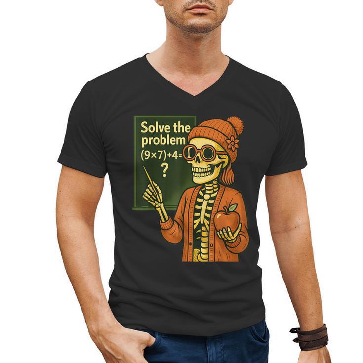 HUGvyn Halloween Skeleton Six Seven 67 Meme PEMDAS Teacher Men's V-Neck T-Shirt