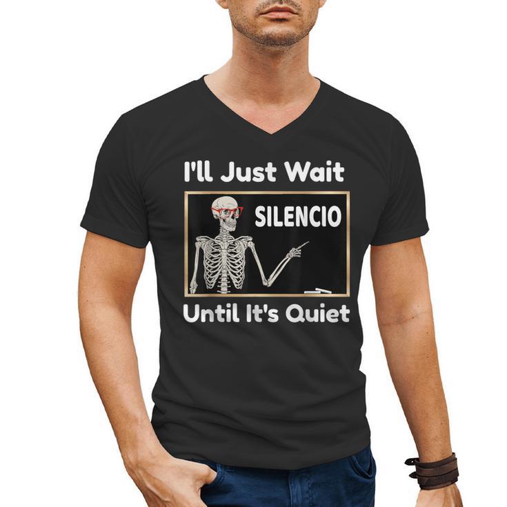I'Ll Just Wait Until It's Quiet Spanish Teacher Halloween Men Women Kids Men's V-Neck T-Shirt