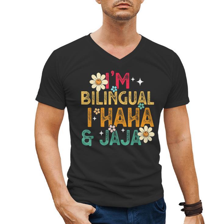 I’m Bilingual I Haha And Jaja Spanish Teacher Bilingual For Men Women Girls Kids Men's V-Neck T-Shirt