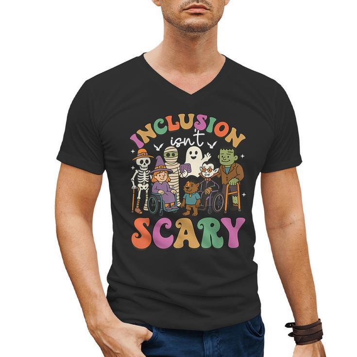 Inclusion Isn't Scary Ghost Mummy Halloween SLP Sped Teacher Men's V-Neck T-Shirt
