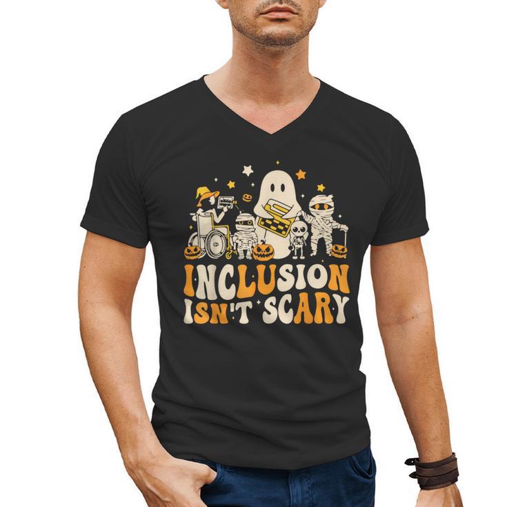 Inclusion Isn't Scary Mummy Boo Ghost Halloween SLP Teacher Men's V-Neck T-Shirt