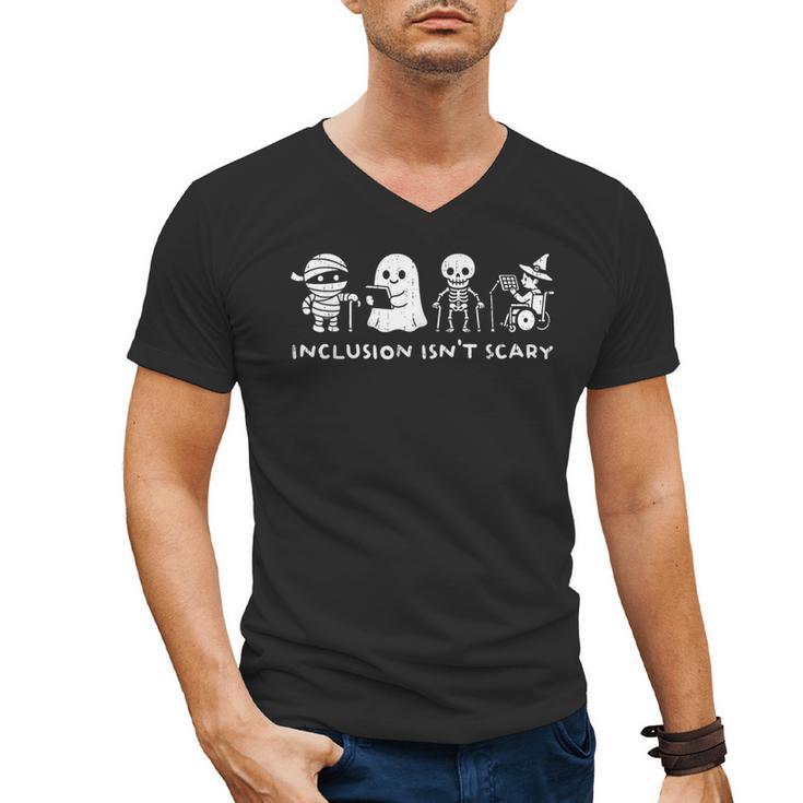 Inclusion Isn't Scary SLP Halloween Ghost Mummy Sped Teacher Men's V-Neck T-Shirt