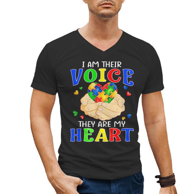 I Am Their Voice They Are My Heart Autism Awareness Teacher Men's V-Neck T-Shirt
