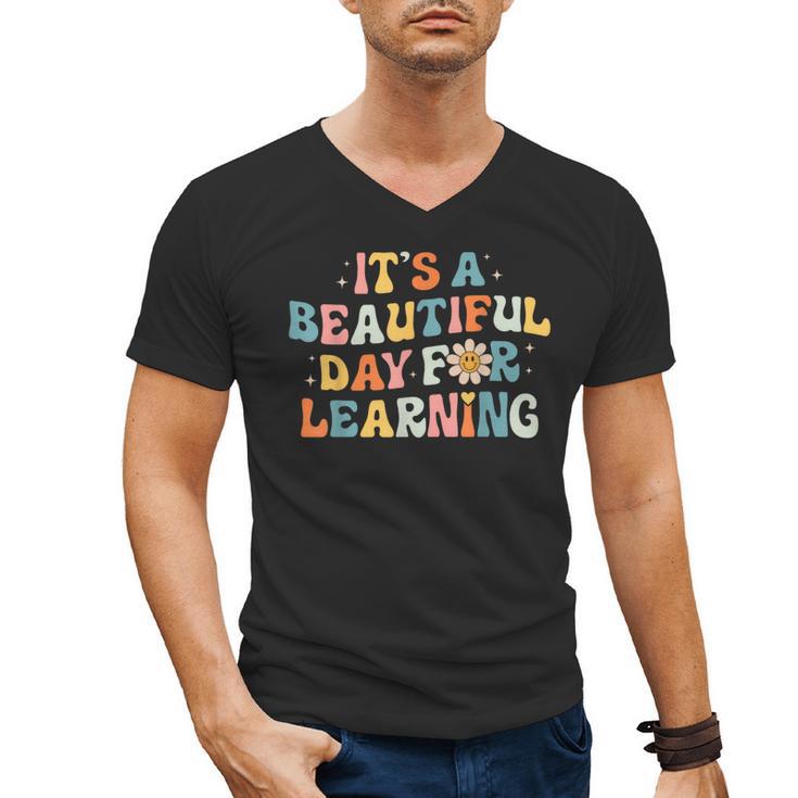 It's Beautiful Day For Learning Retro Teacher Women Men Men's V-Neck T-Shirt