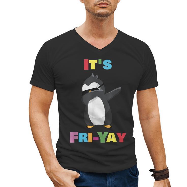 It's Fri-Yay Dabbing Penguin Friday Weekend Teacher Student Men's V-Neck T-Shirt