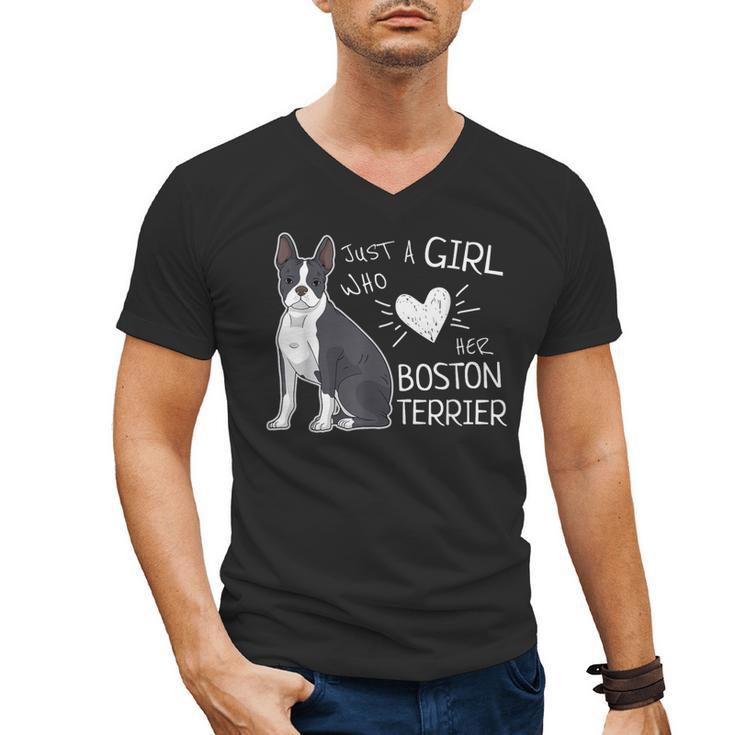 Just A Girl Who Loves Her Boston Terrier Puppy Love Men's V-Neck T-Shirt