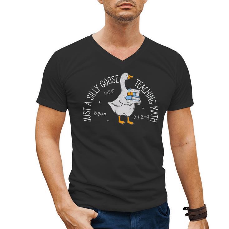 Just A Silly Goose Teaching Math Teacher Back To School Men's V-Neck T-Shirt