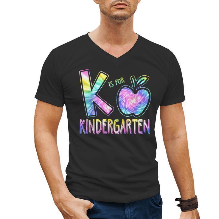 K Is For Kindergarten Teacher Tie Dye Back To School Kinder Men's V-Neck T-Shirt