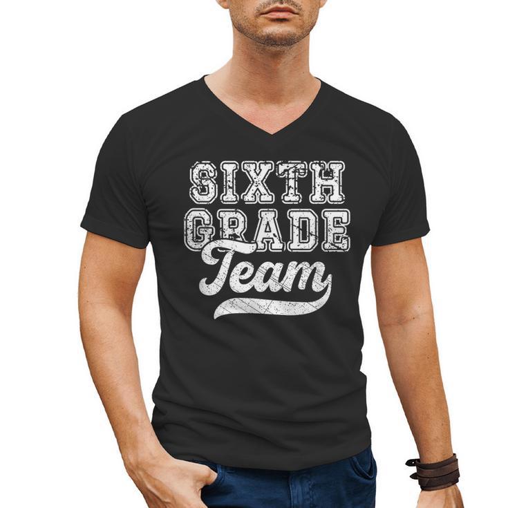 Kids Teacher Sixth Grade Retro Back To School Team 6th Grade Men's V-Neck T-Shirt