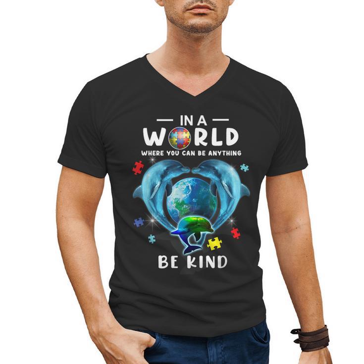 Be Kind Dolphin Autism Awareness Back To School Teacher Men Women Kids Men's V-Neck T-Shirt