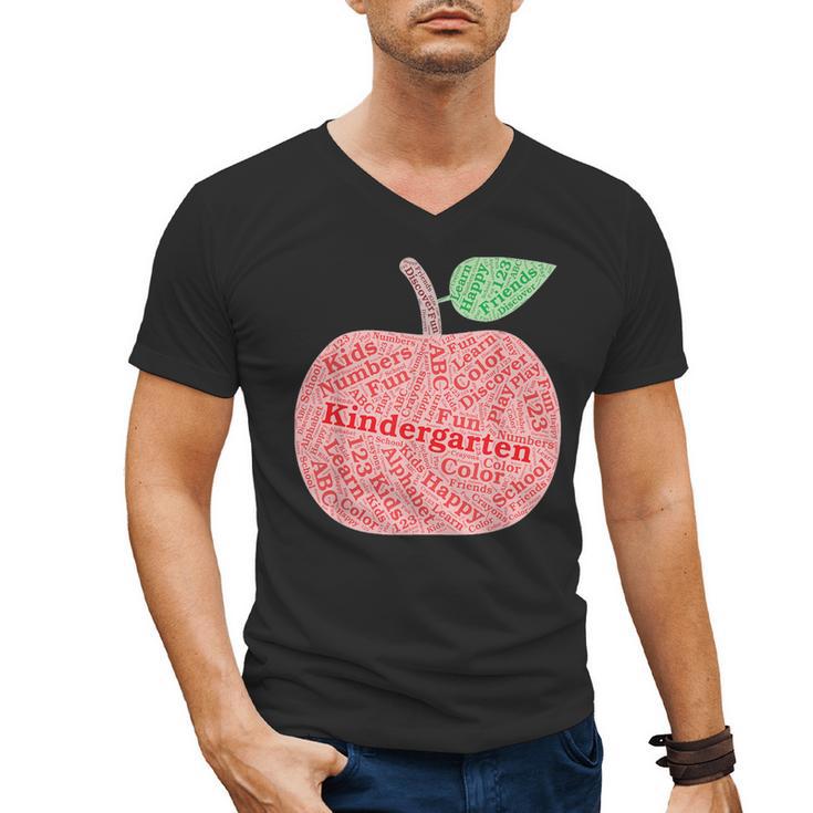 Kindergarten Apple Word Art For Teachers & Students Men's V-Neck T-Shirt