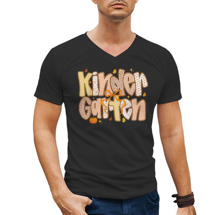 Kindergarten Teacher Fall Pumpkin Autumn Cute Men's V-Neck T-Shirt
