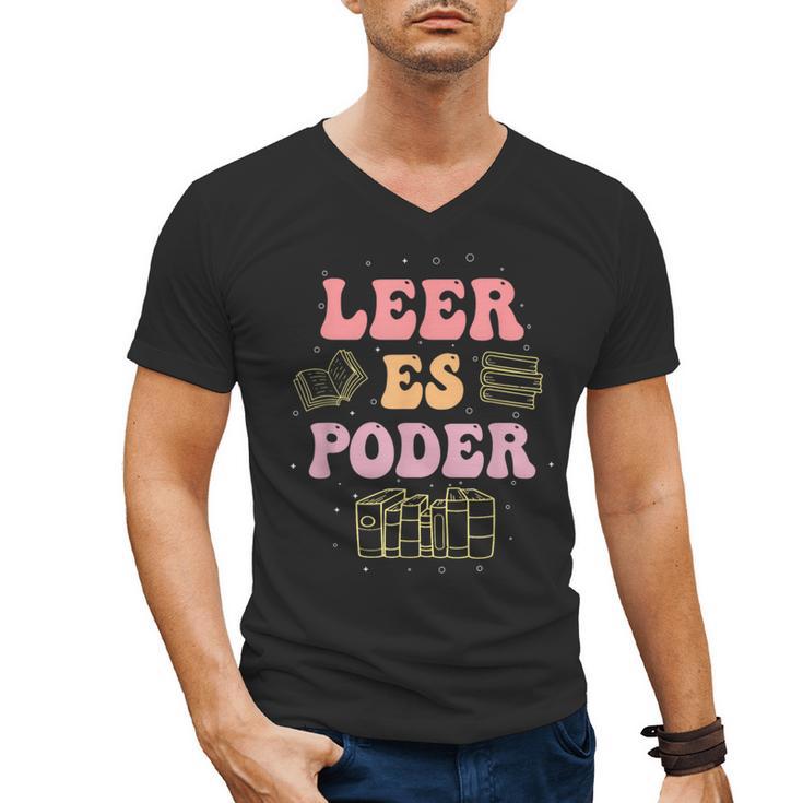Leer Es Poder Groovy Spanish Teacher Bilingual Maestra Men Women Men's V-Neck T-Shirt