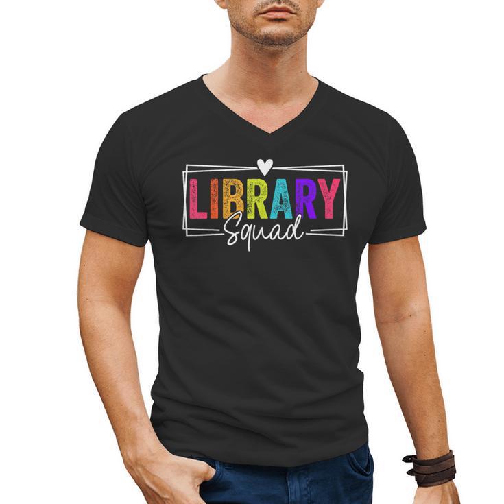 Library Squad Team Librarian Teacher Book Lover Men's V-Neck T-Shirt