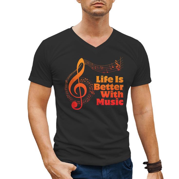Life Is Better With Music Theory Musician Teacher Notes Clef Men's V-Neck T-Shirt