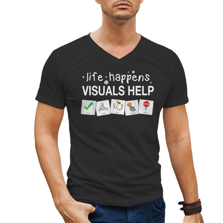 Life Happens Visuals Help Special Education Teacher Aide Men's V-Neck T-Shirt, trending gift Life Happens Visuals Help Special Education Teacher Aide Men's V-Neck T-Shirt, trending gift